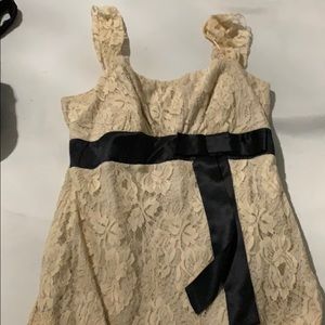 Cream and black lace tank